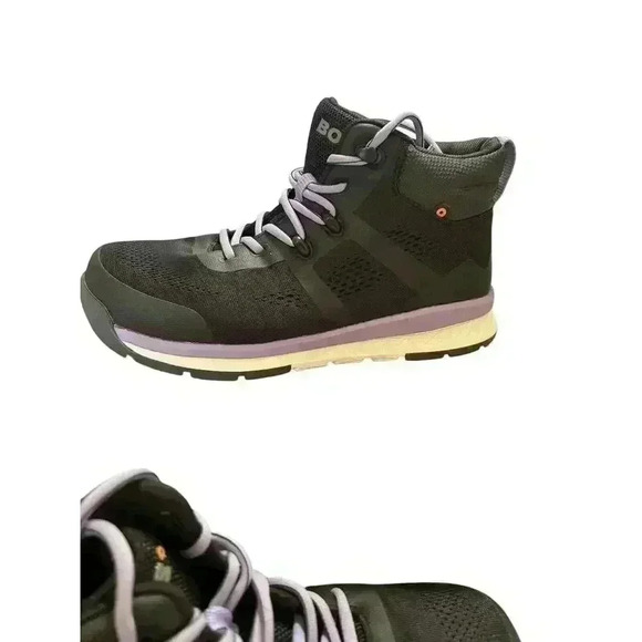 Bogs Sandstone Knit Mid TR Women's 9 Black Purple Composite Safety Toe Work Boot - Picture 2 of 12